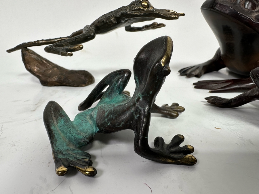Collection Of Bronze/Brass Frogs Several Artist Signed [Photo 7]