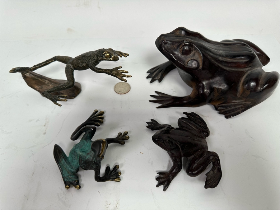 Collection Of Bronze/Brass Frogs Several Artist Signed [Photo 4]