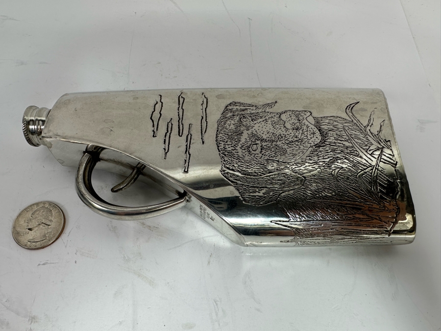 Flask In Shape Of Gun English Pewter Made In Sheffield England 6oz 7 X 3.5 [Photo 3]