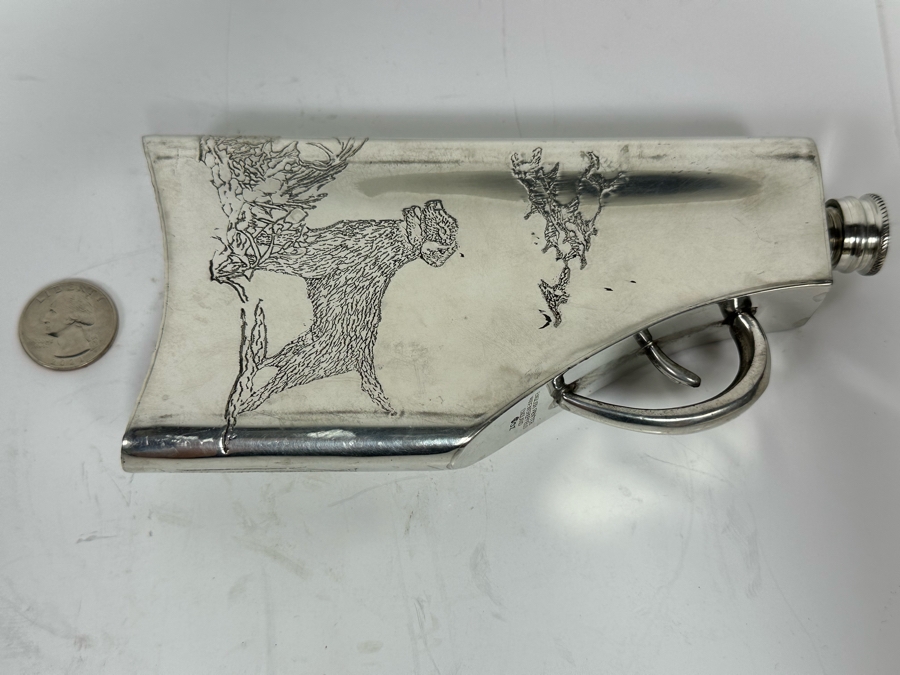 Flask In Shape Of Gun English Pewter Made In Sheffield England 6oz 7 X 3.5 [Photo 7]