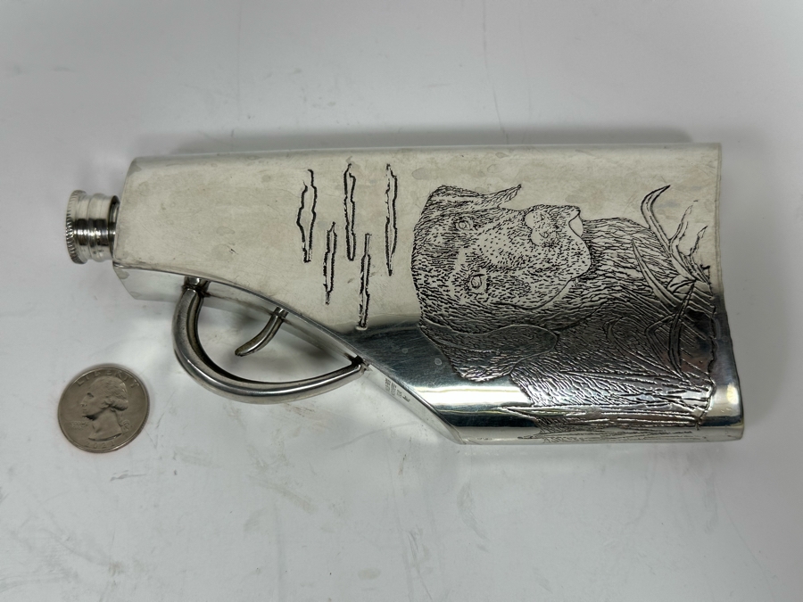 Flask In Shape Of Gun English Pewter Made In Sheffield England 6oz 7 X 3.5 [Photo 4]