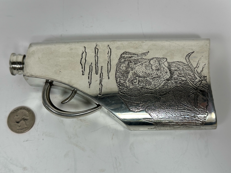 Flask In Shape Of Gun English Pewter Made In Sheffield England 6oz 7 X 3.5 [Photo 5]