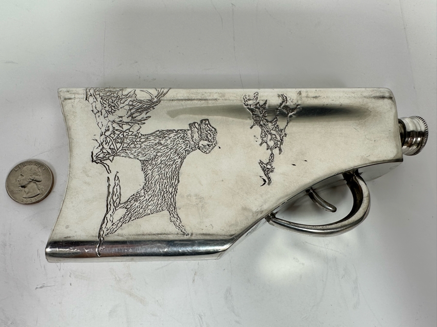 Flask In Shape Of Gun English Pewter Made In Sheffield England 6oz 7 X 3.5 [Photo 8]