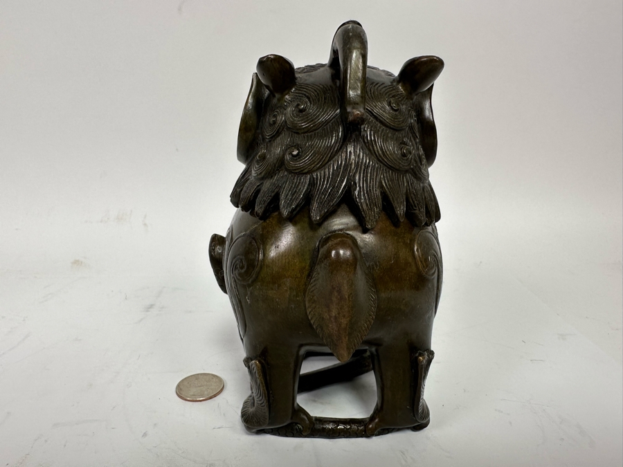 Vintage Chinese Bronze Foo Dog Incense Burner Censer 4W X 3.5D X 6.5H [Photo 6]