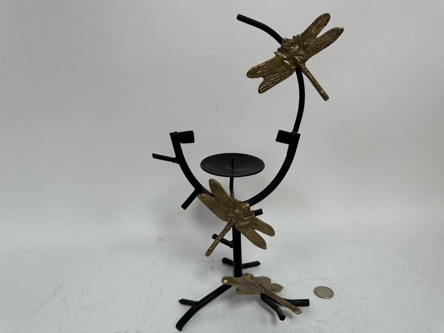 Metal Dragonfly Sculpture Candle Holder 13H [Photo 2]