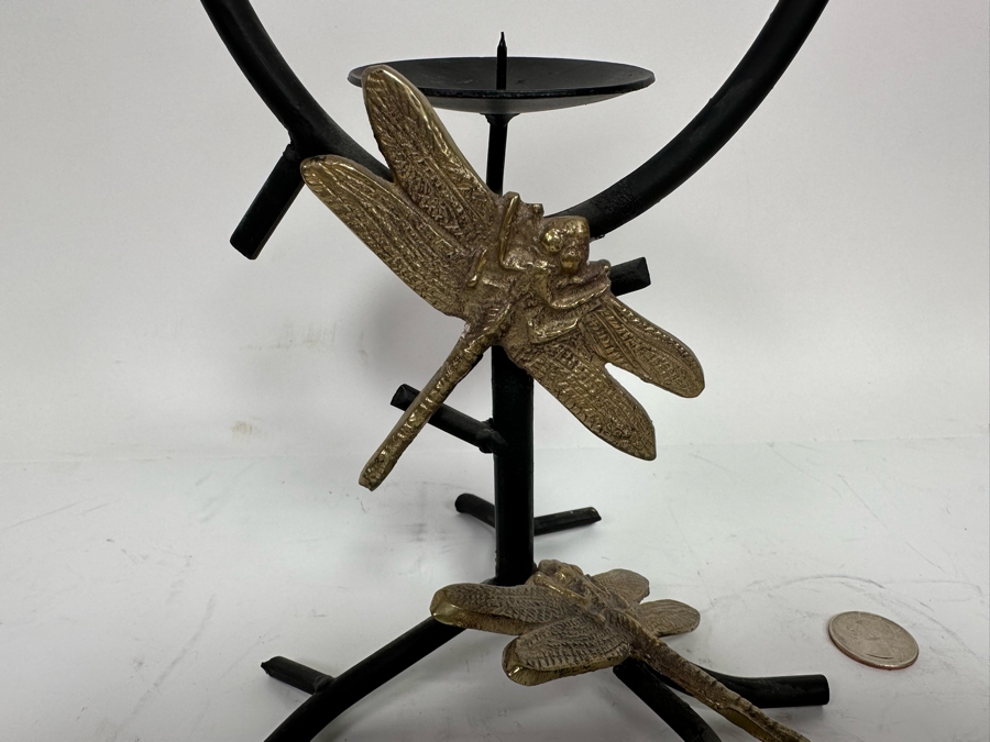 Metal Dragonfly Sculpture Candle Holder 13H [Photo 4]