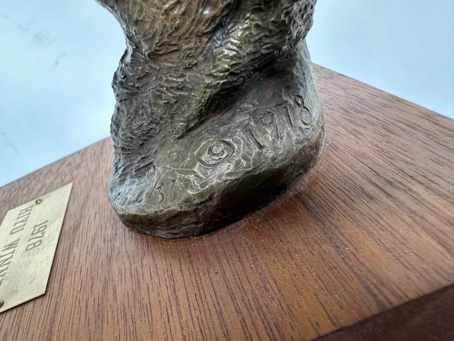 Paul Crites Limited Edition Bronze Sculpture Of Big Horn Sheep Mounted On Wooden Plaque Numbered 20/37 3.5W X 3D X 3H [Photo 8]