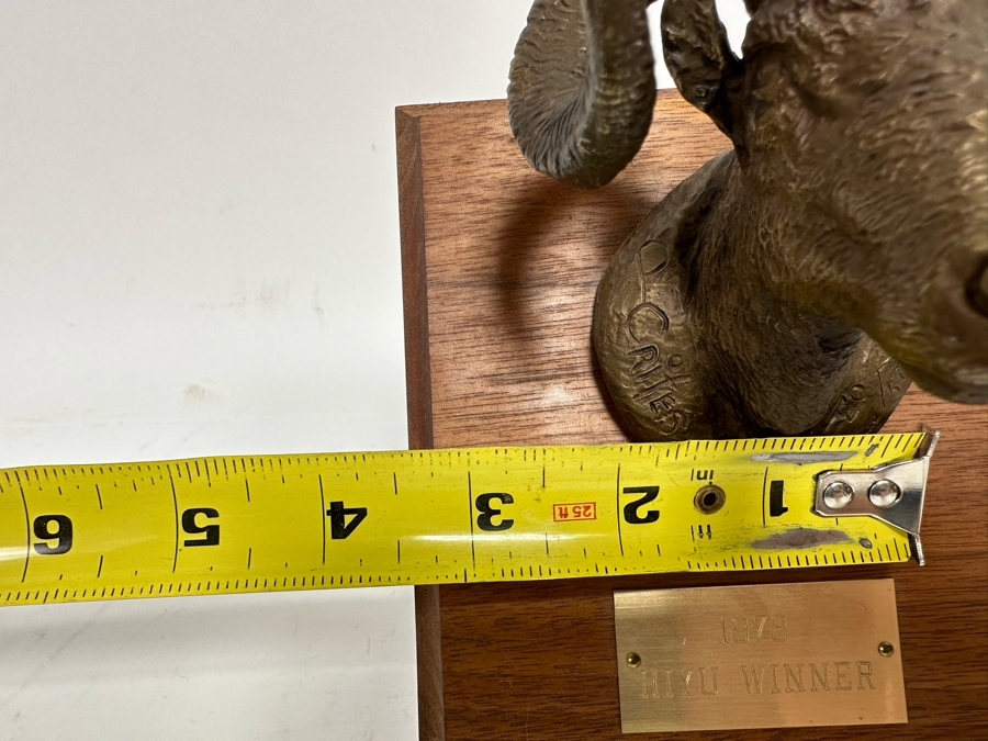 Paul Crites Limited Edition Bronze Sculpture Of Big Horn Sheep Mounted On Wooden Plaque Numbered 20/37 3.5W X 3D X 3H [Photo 11]