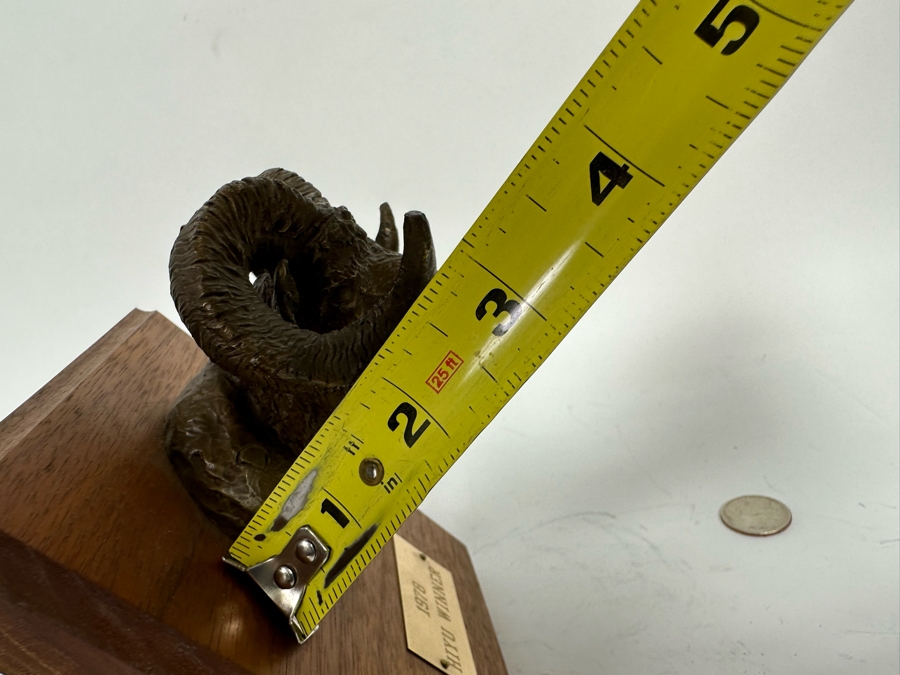 Paul Crites Limited Edition Bronze Sculpture Of Big Horn Sheep Mounted On Wooden Plaque Numbered 20/37 3.5W X 3D X 3H [Photo 13]