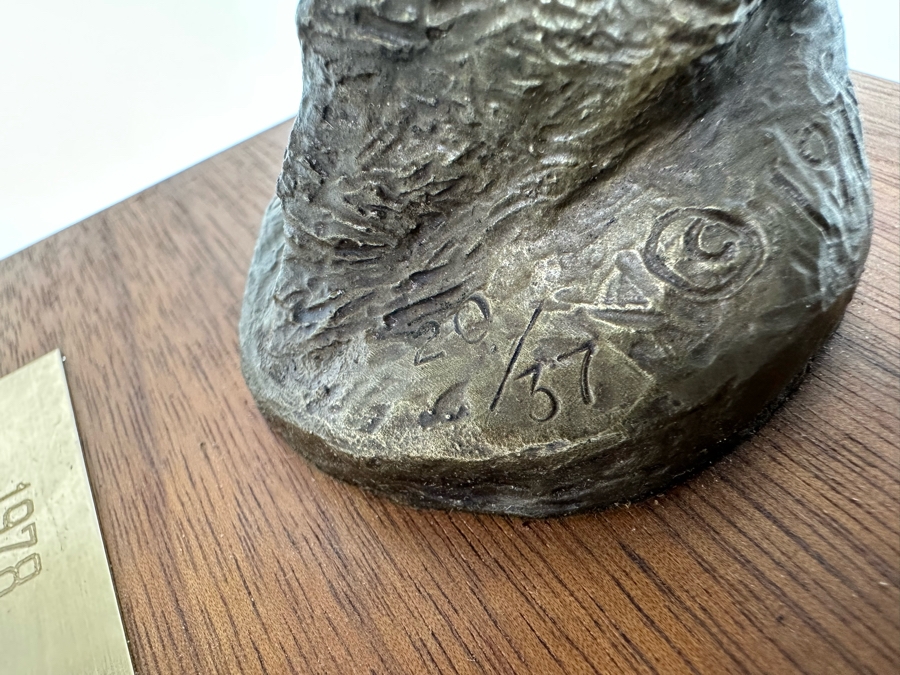 Paul Crites Limited Edition Bronze Sculpture Of Big Horn Sheep Mounted On Wooden Plaque Numbered 20/37 3.5W X 3D X 3H [Photo 9]