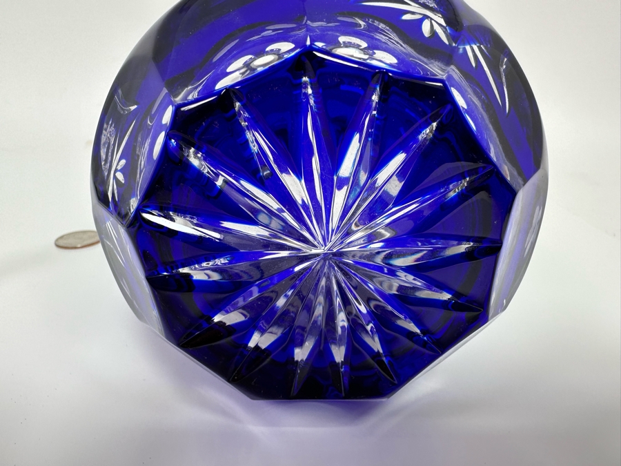 Crystal Decanter Bohemian Cobalt Blue 9.5H [Photo 8]