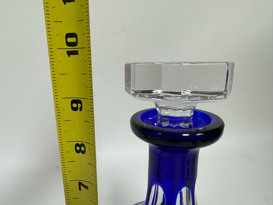 Crystal Decanter Bohemian Cobalt Blue 9.5H [Photo 9]