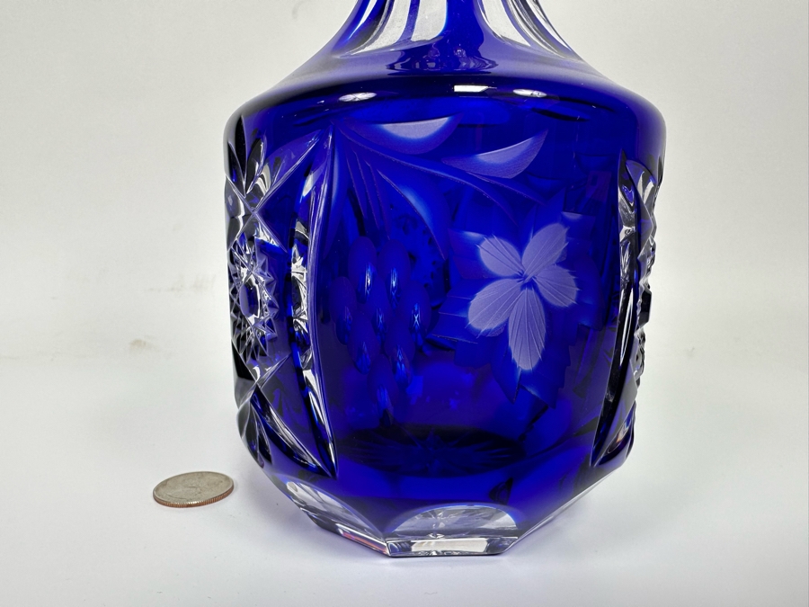 Crystal Decanter Bohemian Cobalt Blue 9.5H [Photo 5]