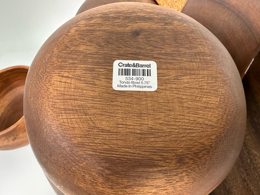 New Crate & Barrel Set Of Tondo Wooden 5.75' Bowls And Large 14' Salad Bowl [Photo 7]