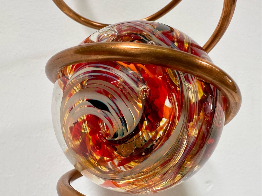Jeff Price Handblown Art Glass Marble Kinetic Wind Sculpture [Photo 7]
