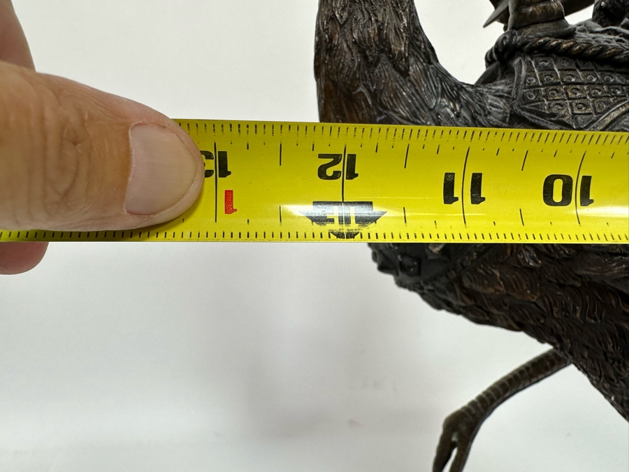 Unusual Bronze Sculpture Of Cherub Riding Ostrich 13W X 21.5H [Photo 16]