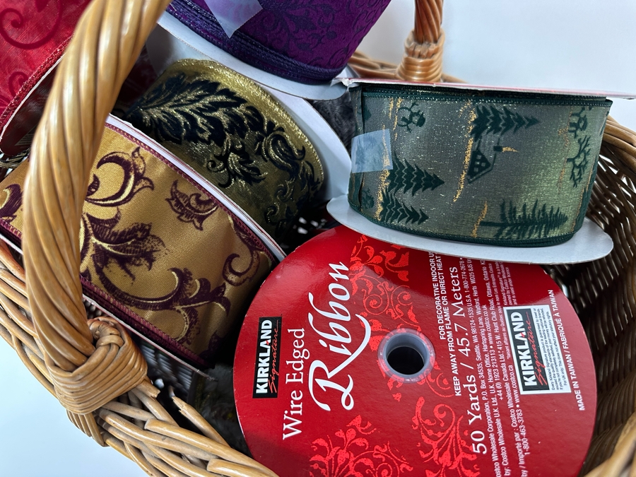 Wicker Basket 16W X 16H Filled With Ribbons [Photo 4]