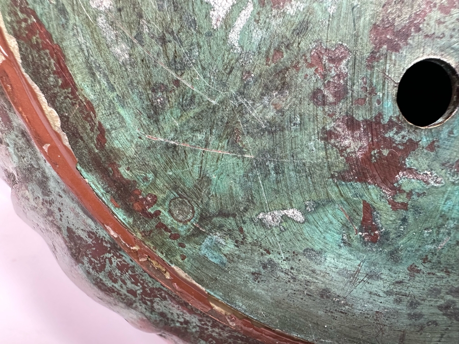 Stunning Bronze Beautiful Patina Table Lamp With Dragonfly Stained Glass Shade Unmarked Believed To Be Tiffany Lamp - See Photos 17W X 16H [Photo 36]