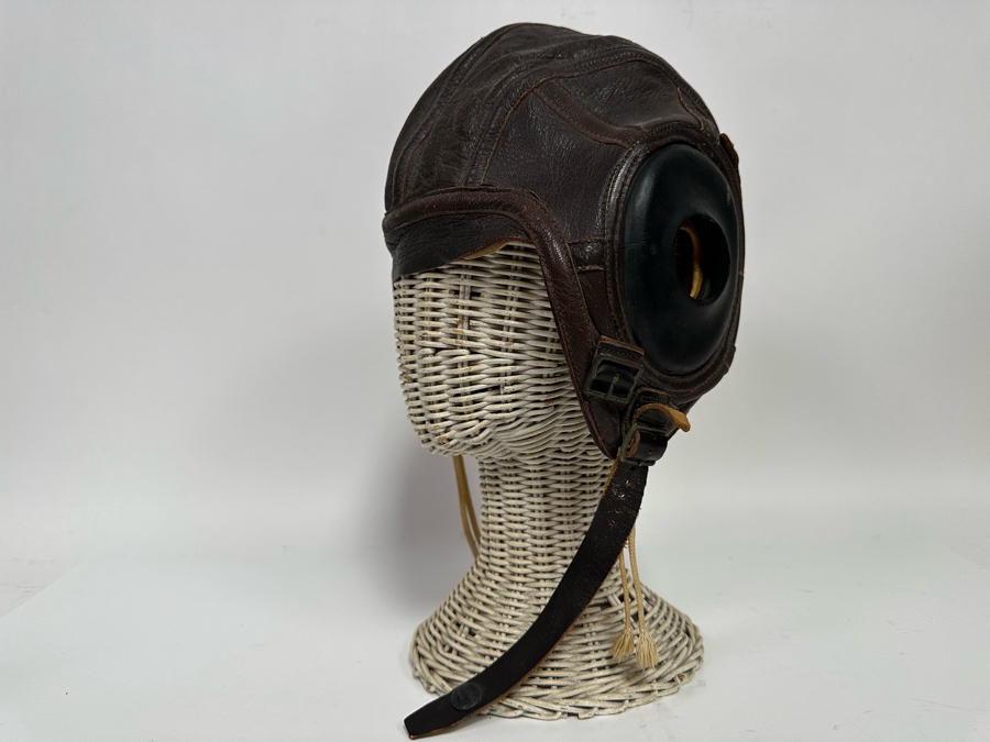 WW2 US Navy Leather AN-6540 Flight Cap Helmet Slote & Klein Size Large [Photo 10]