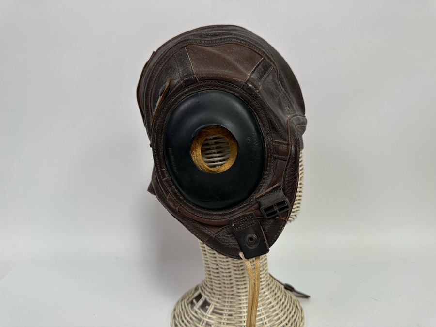 WW2 US Navy Leather AN-6540 Flight Cap Helmet Slote & Klein Size Large [Photo 4]
