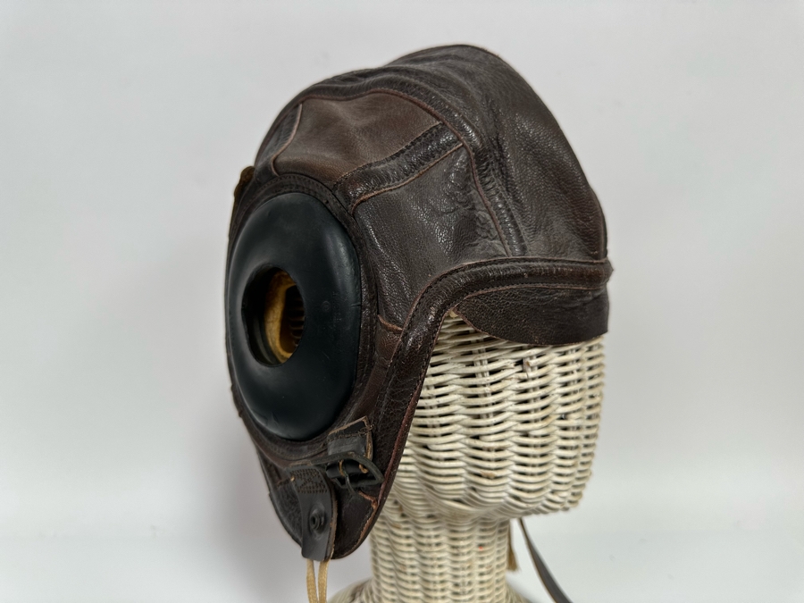 WW2 US Navy Leather AN-6540 Flight Cap Helmet Slote & Klein Size Large [Photo 3]