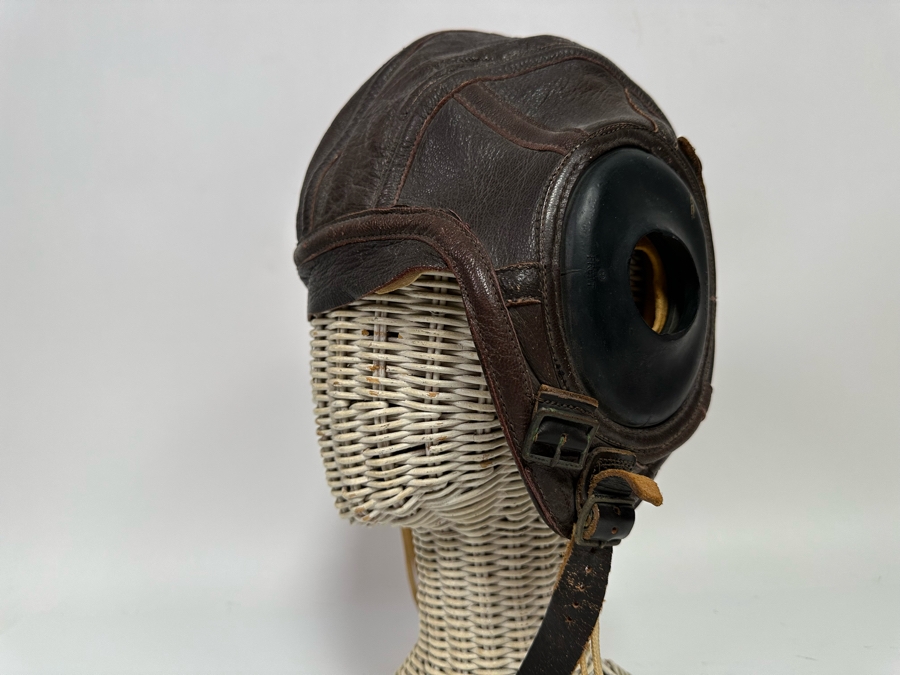 WW2 US Navy Leather AN-6540 Flight Cap Helmet Slote & Klein Size Large [Photo 11]
