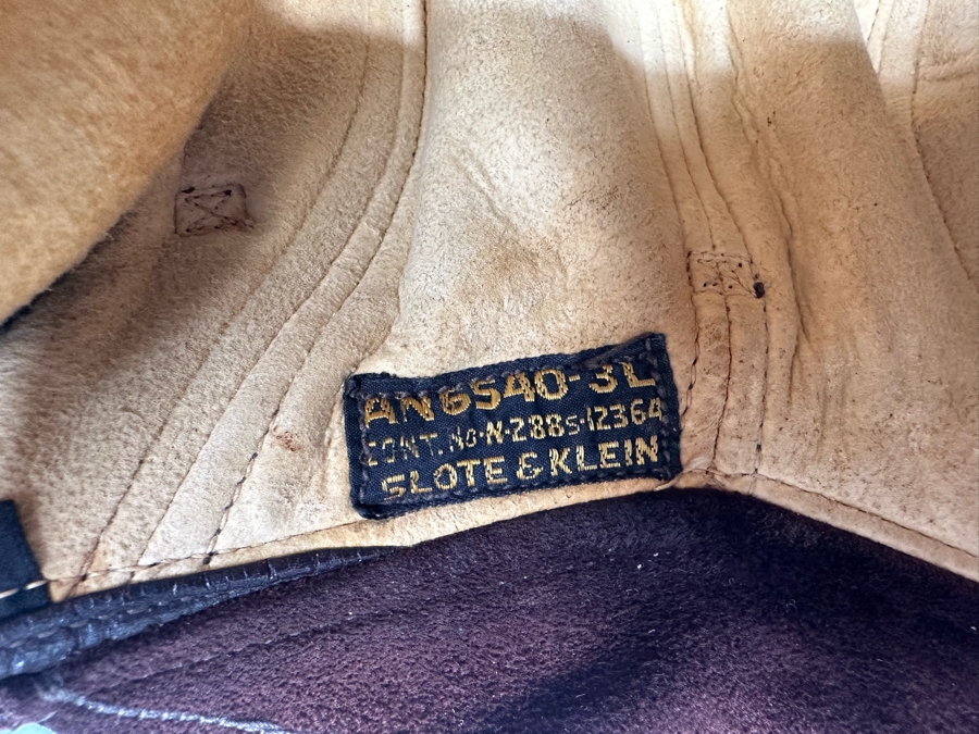 WW2 US Navy Leather AN-6540 Flight Cap Helmet Slote & Klein Size Large [Photo 13]