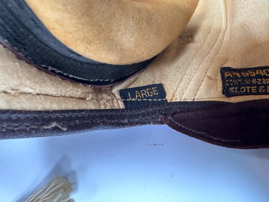 WW2 US Navy Leather AN-6540 Flight Cap Helmet Slote & Klein Size Large [Photo 14]