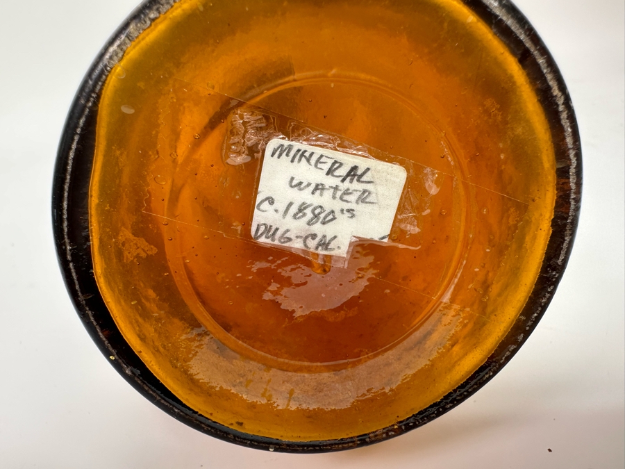 Antique 1880s Mineral Water Amber Glass Bottle With Handmade Cross Finial 18.5H [Photo 6]