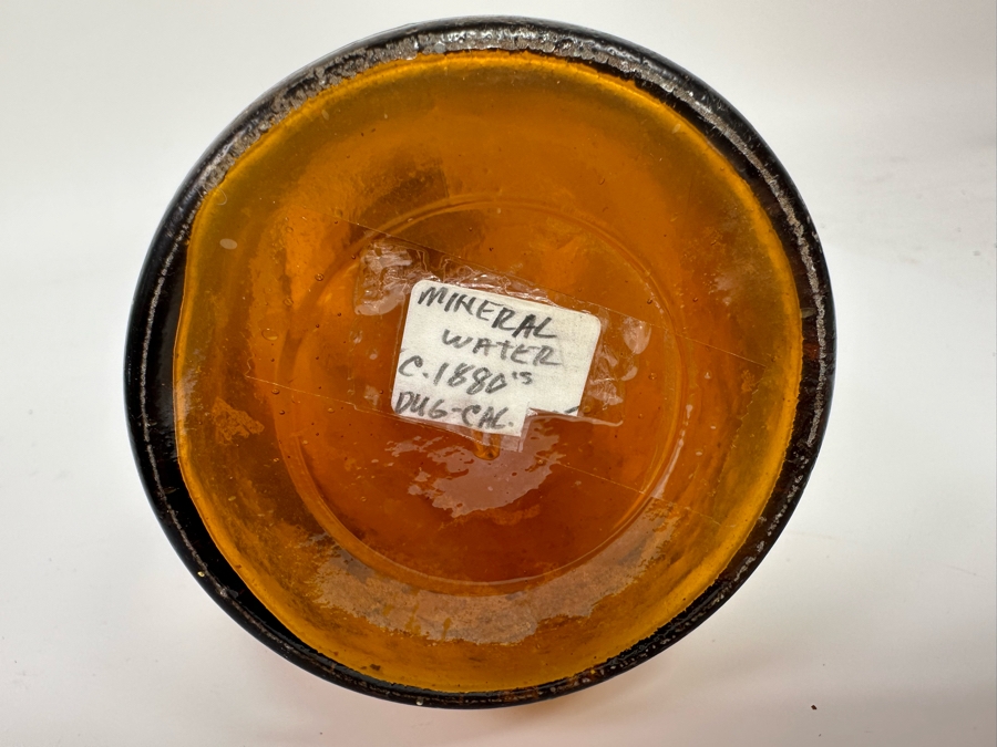 Antique 1880s Mineral Water Amber Glass Bottle With Handmade Cross Finial 18.5H [Photo 7]