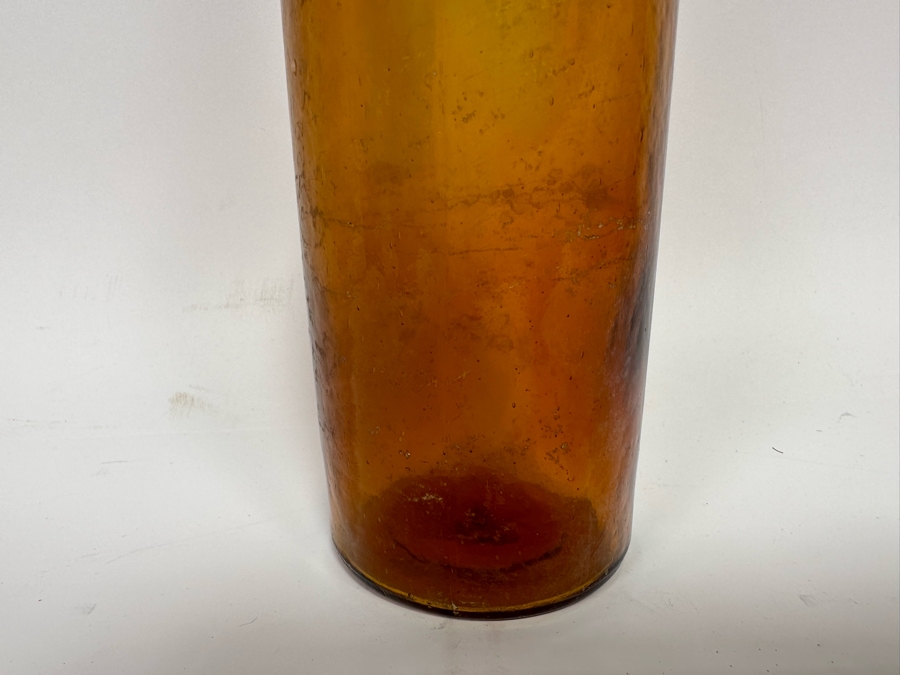 Antique 1880s Mineral Water Amber Glass Bottle With Handmade Cross Finial 18.5H [Photo 5]