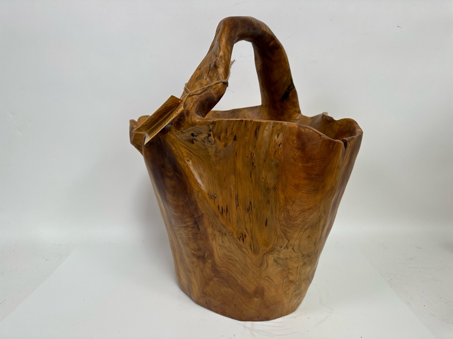 Hand Carved Burled Wood Bowl Basket 17W X 13D X 20H [Photo 4]