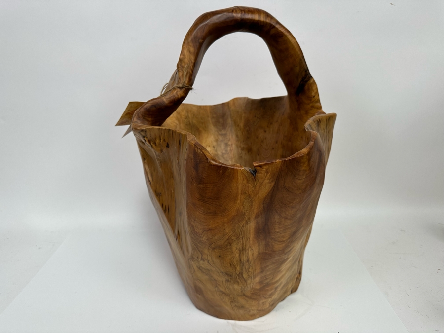 Hand Carved Burled Wood Bowl Basket 17W X 13D X 20H [Photo 5]