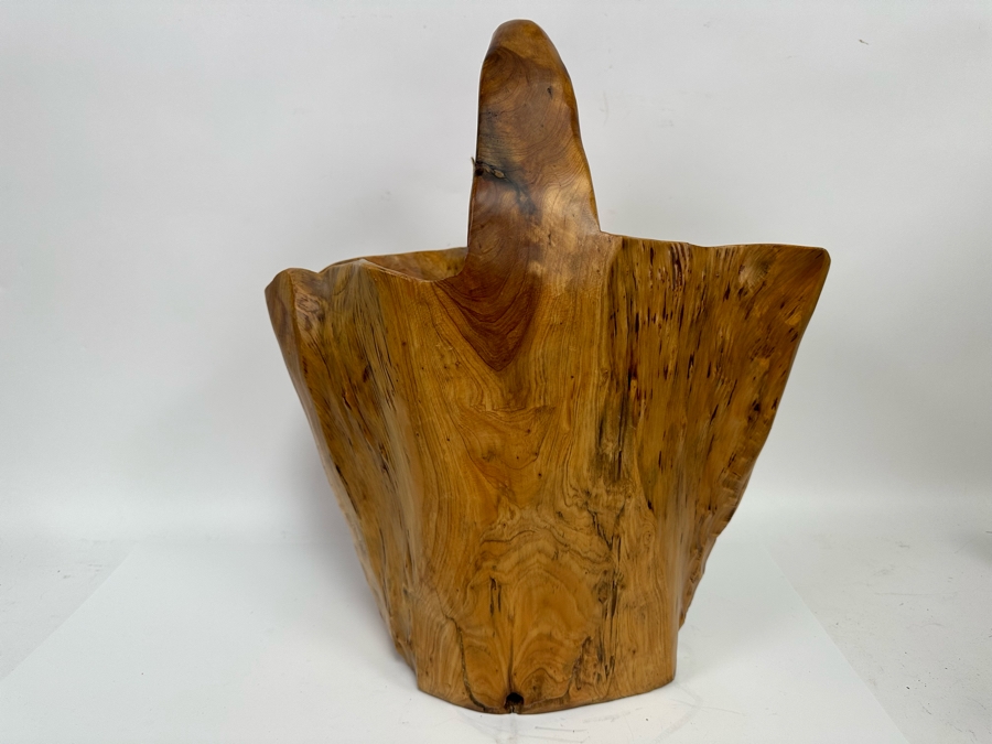Hand Carved Burled Wood Bowl Basket 17W X 13D X 20H [Photo 7]