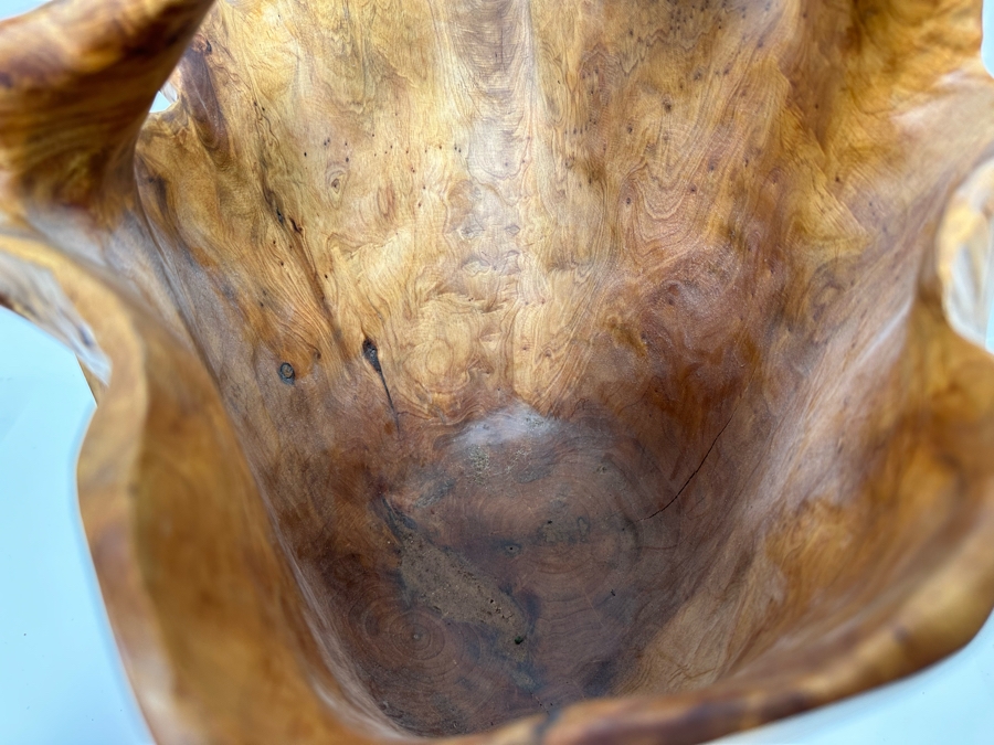 Hand Carved Burled Wood Bowl Basket 17W X 13D X 20H [Photo 6]