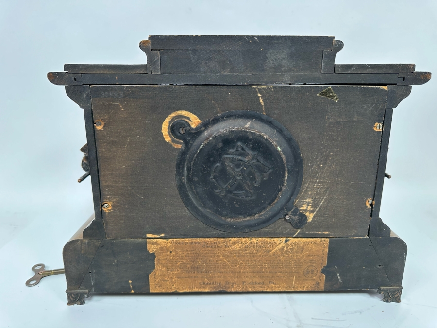 Antique Seth Thomas Mantle Clock With Beautiful Sounding Gong Chime 15.5W X 7.5D X 12H [Photo 10]