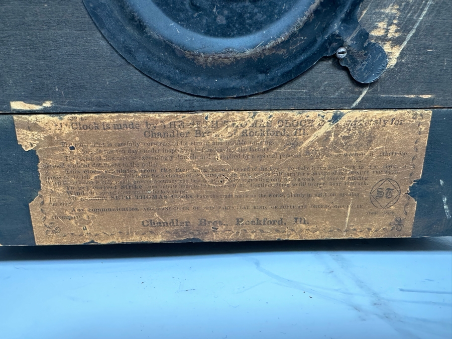 Antique Seth Thomas Mantle Clock With Beautiful Sounding Gong Chime 15.5W X 7.5D X 12H [Photo 11]