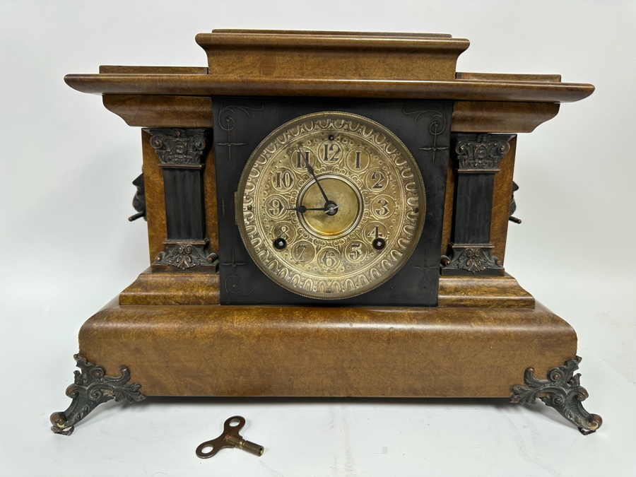 Antique Seth Thomas Mantle Clock With Beautiful Sounding Gong Chime 15