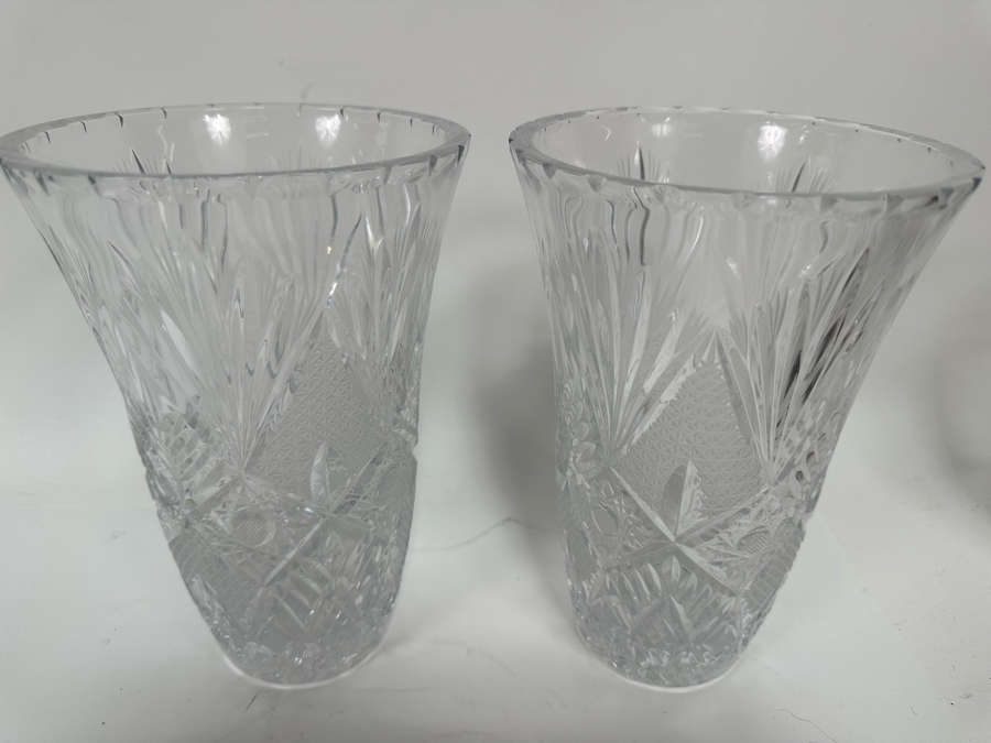 Pair Of Cut Crystal Vases 9H [Photo 4]