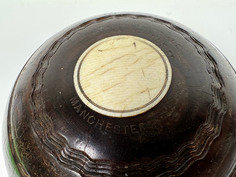 Antique Mahogany Thomas Royle Lawn Bocce Ball Made In Manchester England #4 Bias No 3 [Photo 11]