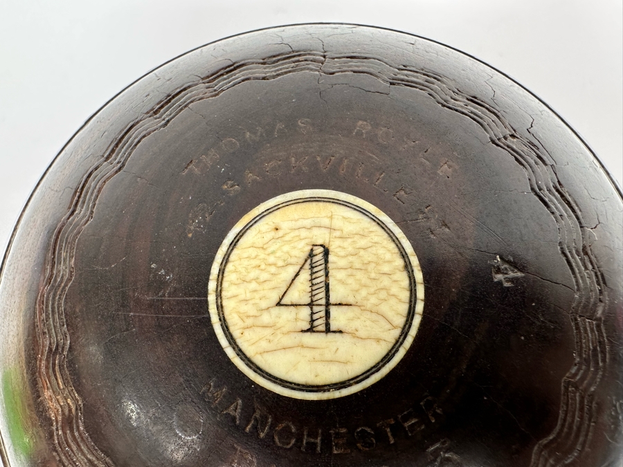 Antique Mahogany Thomas Royle Lawn Bocce Ball Made In Manchester England #4 Bias No 3 [Photo 6]