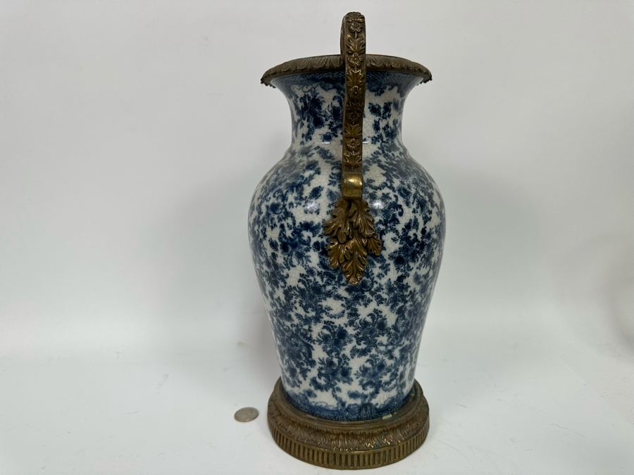 Porcelain Vase With Brass Ornamentation 13.5H [Photo 8]