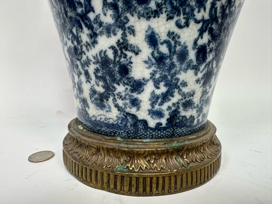 Porcelain Vase With Brass Ornamentation 13.5H [Photo 7]