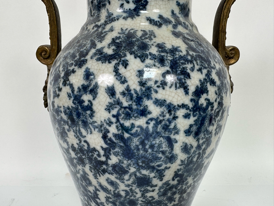 Porcelain Vase With Brass Ornamentation 13.5H [Photo 6]