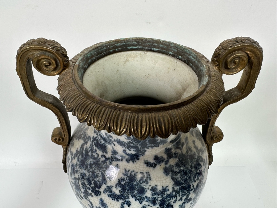 Porcelain Vase With Brass Ornamentation 13.5H [Photo 5]