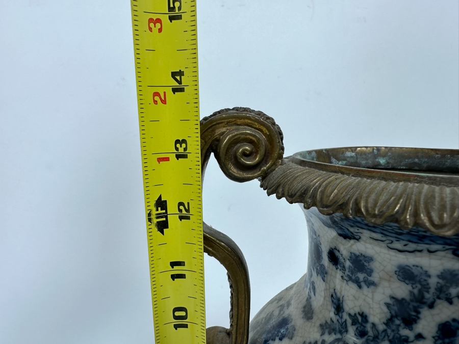 Porcelain Vase With Brass Ornamentation 13.5H [Photo 12]