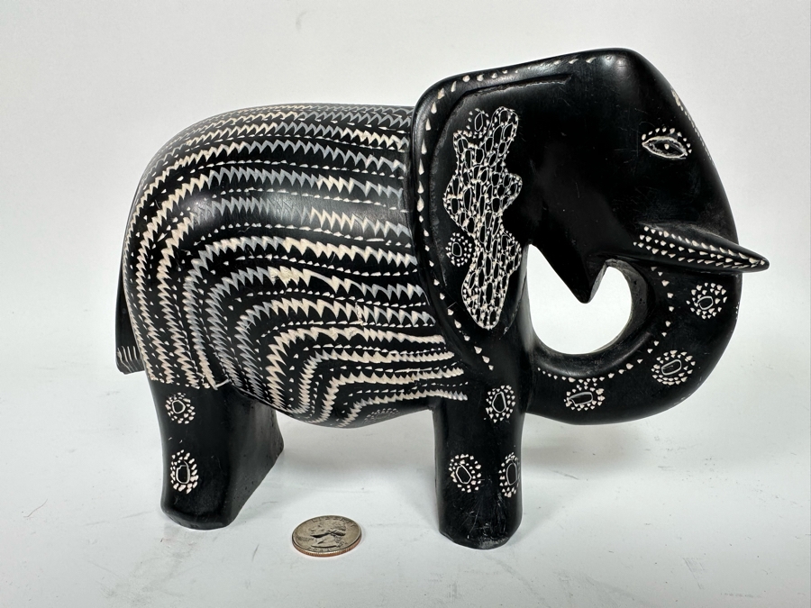 Vintage African Carved Stone Elephant 9W X 3D X 6H [Photo 5]