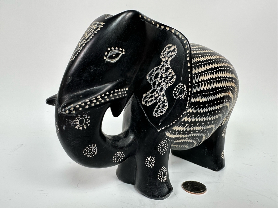 Vintage African Carved Stone Elephant 9W X 3D X 6H [Photo 3]