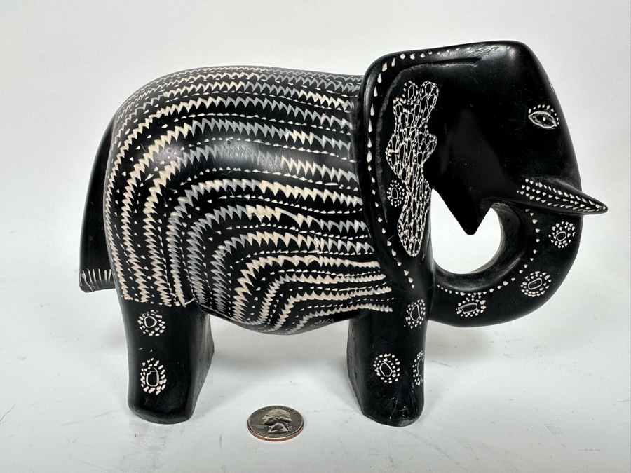 Vintage African Carved Stone Elephant 9W X 3D X 6H [Photo 4]