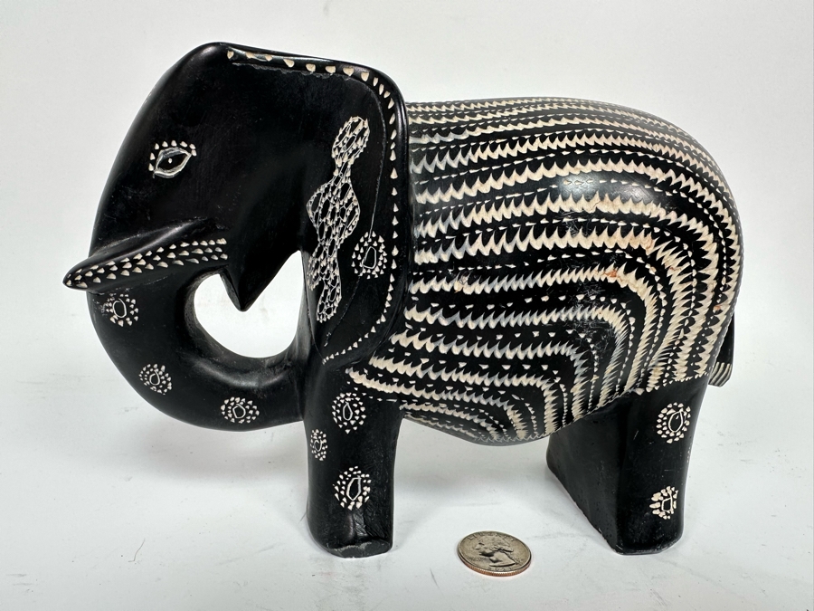Vintage African Carved Stone Elephant 9W X 3D X 6H [Photo 2]